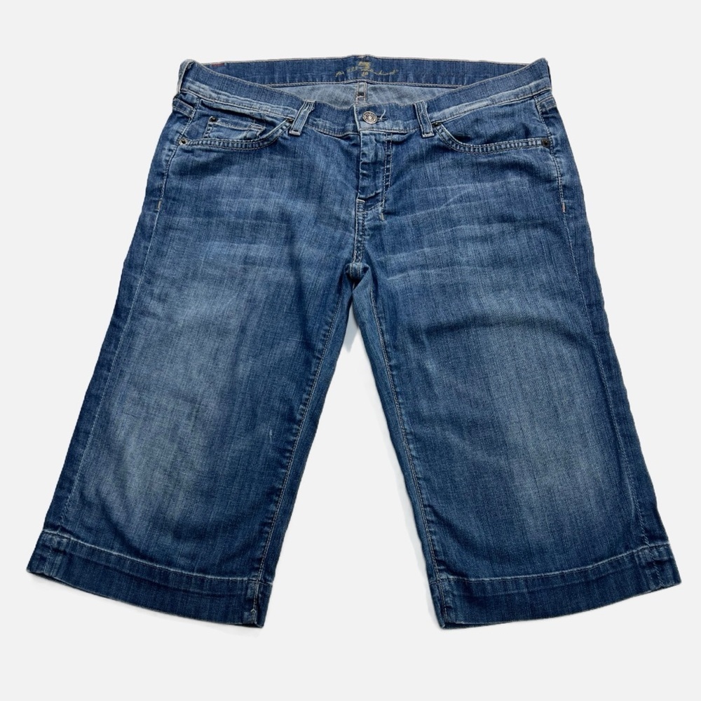 7 for All Mankind Blue Denim Bermuda Shorts Women’s Casual Jean Short size 31 - Picture 2 of 7